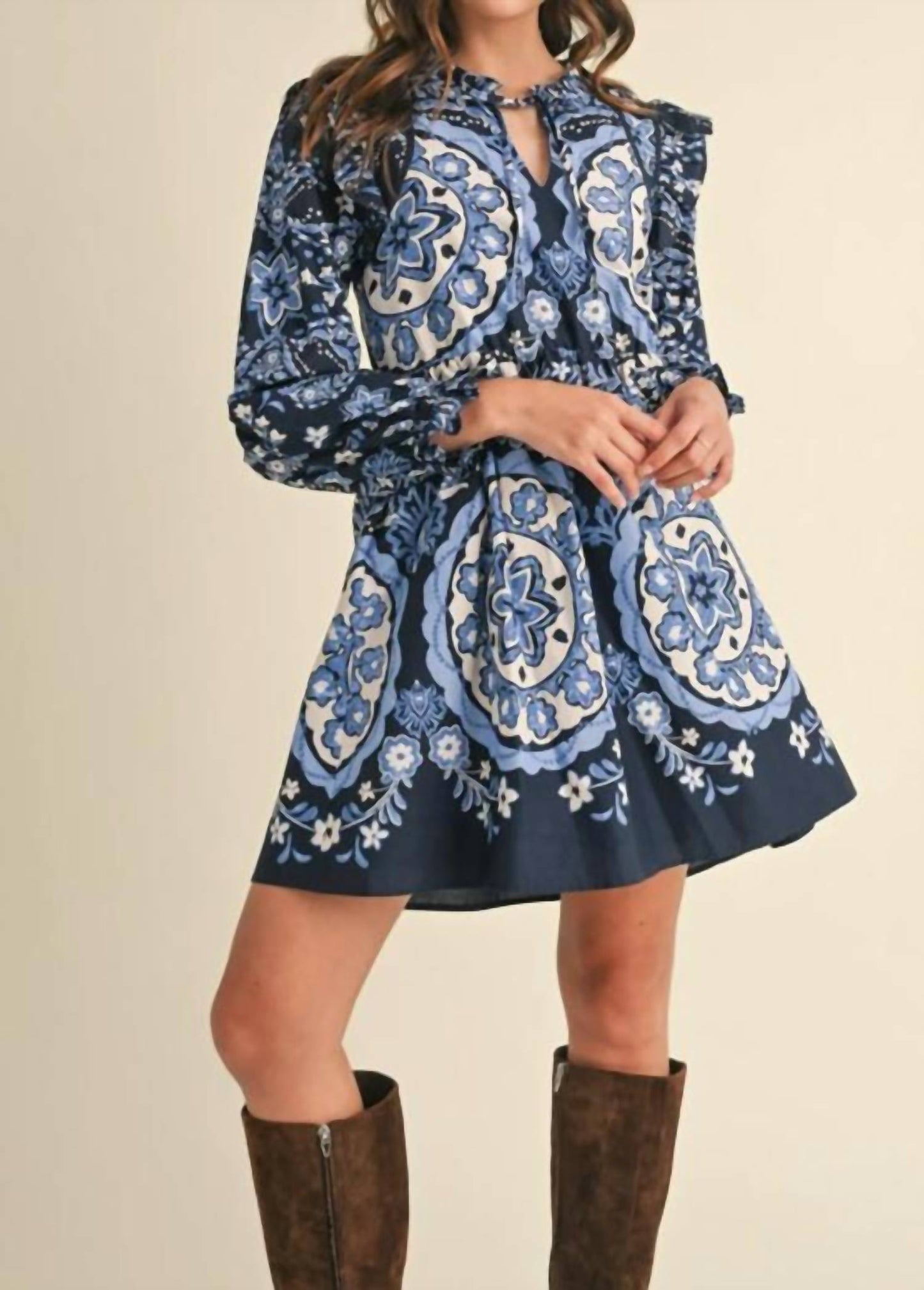 &Merci - Printed Ruffle Mini Dress