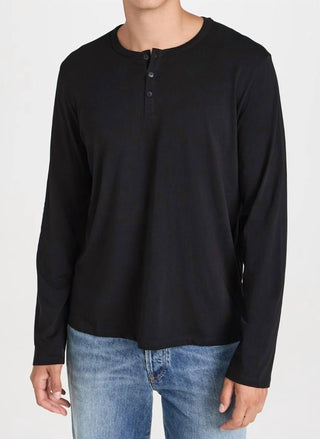 Atm - Camiseta Henley de manga comprida clássica em jersey