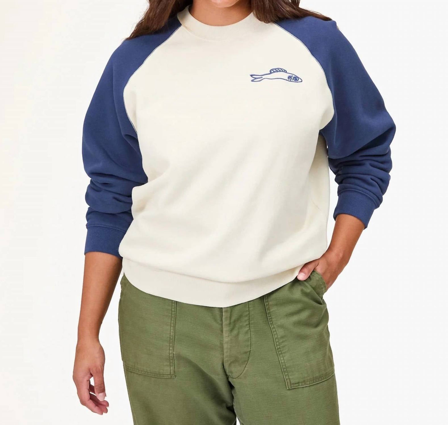 Clare V. - Sweatshirt w/Embroidered Sardine