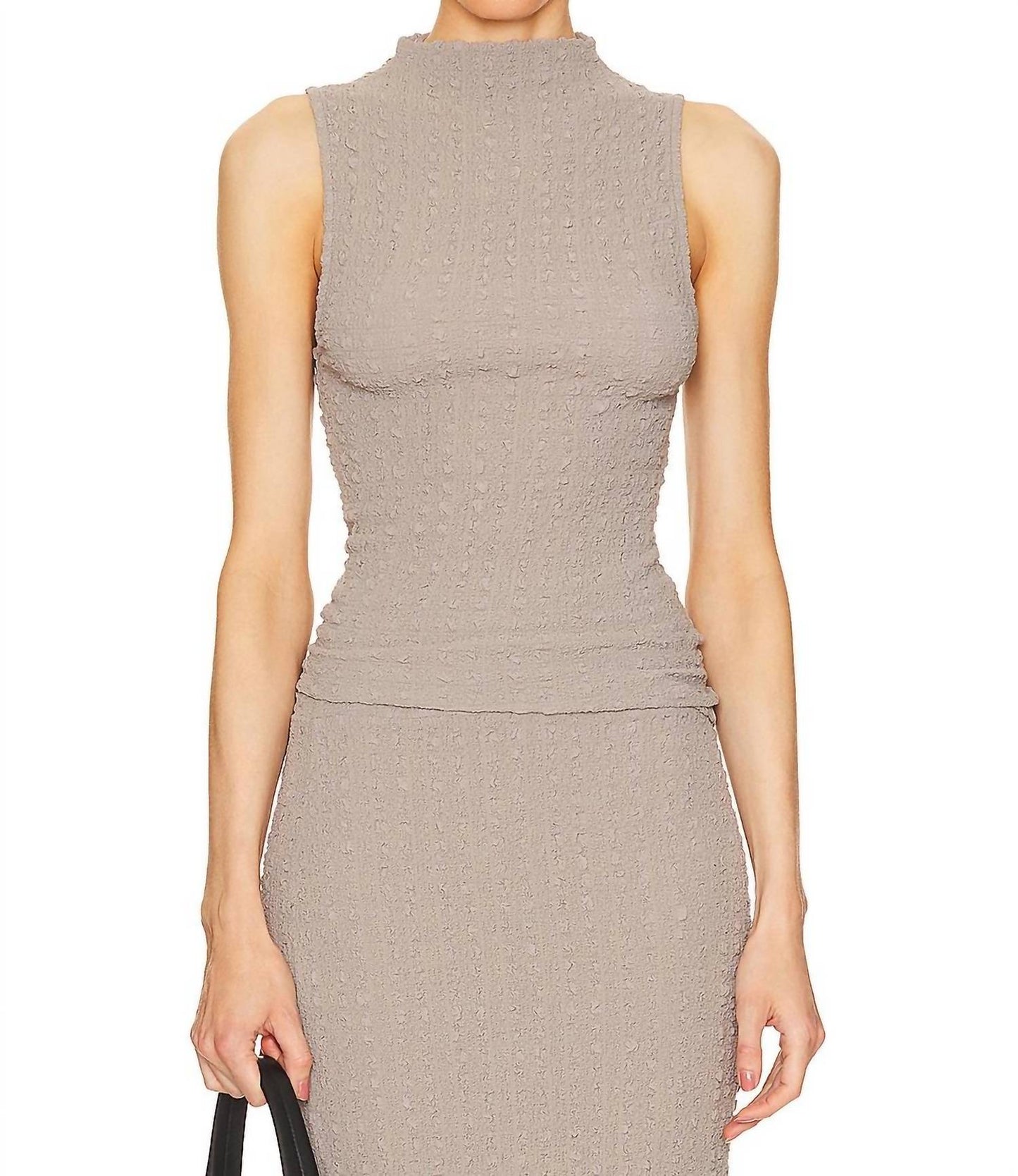 Enza Costa - Puckered Sleeveless Hi-Neck Top