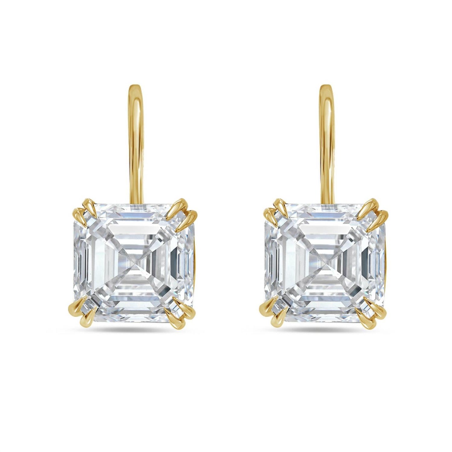Diana M Jewels - 10.00 Cts Lab Grown Asscher Diamond Drop Earrings
