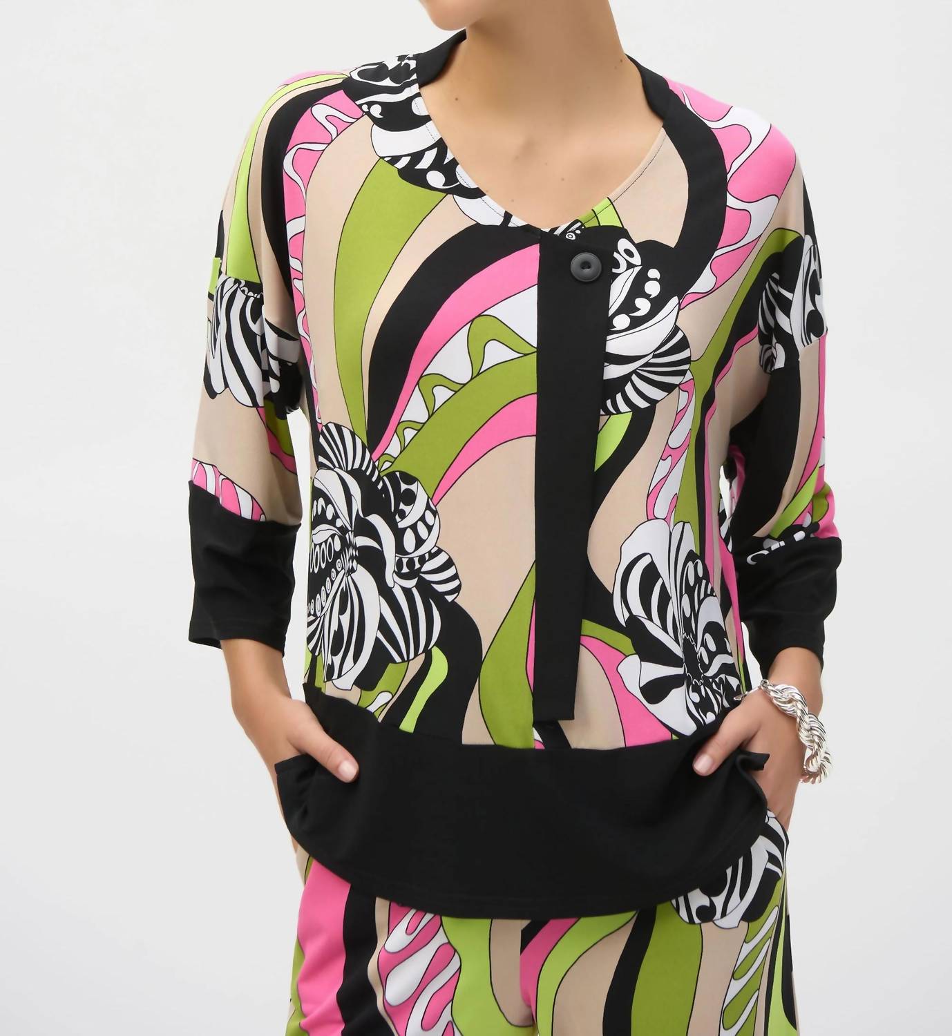 Joseph Ribkoff - Retro Quarter Sleeve Tunic Top