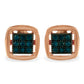 Rose Plated Sterling Silver Rose Cut Treated Diamond Stud Earring (0.25 cttw, Blue Color, I2-I3 Clarity)