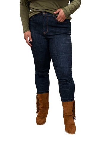 Judy Blue - Calça jeans skinny bordada com bolso traseiro e cintura alta