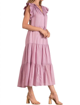 Elan - Vestido longo com mangas franzidas