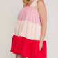Entro - Color Block Tiered Dress - Plus