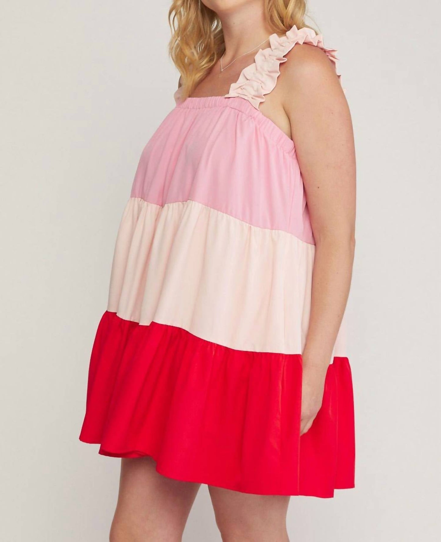 Entro - Color Block Tiered Dress - Plus