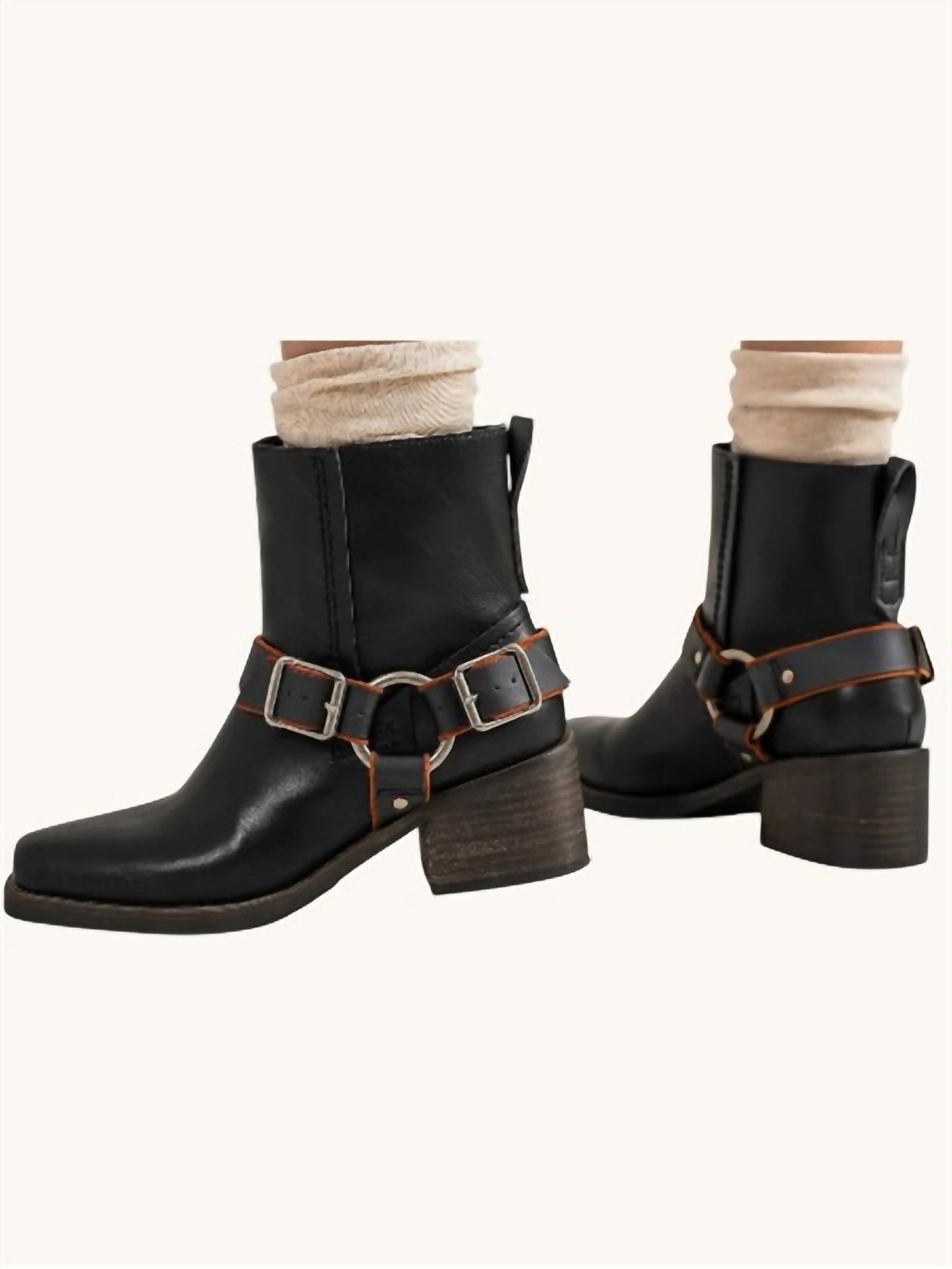 Beast Fashion - Women's Moto Leather Ankle Boots