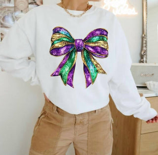 B-Tween - Sequin Bow Mardi Gras Sweatshirt
