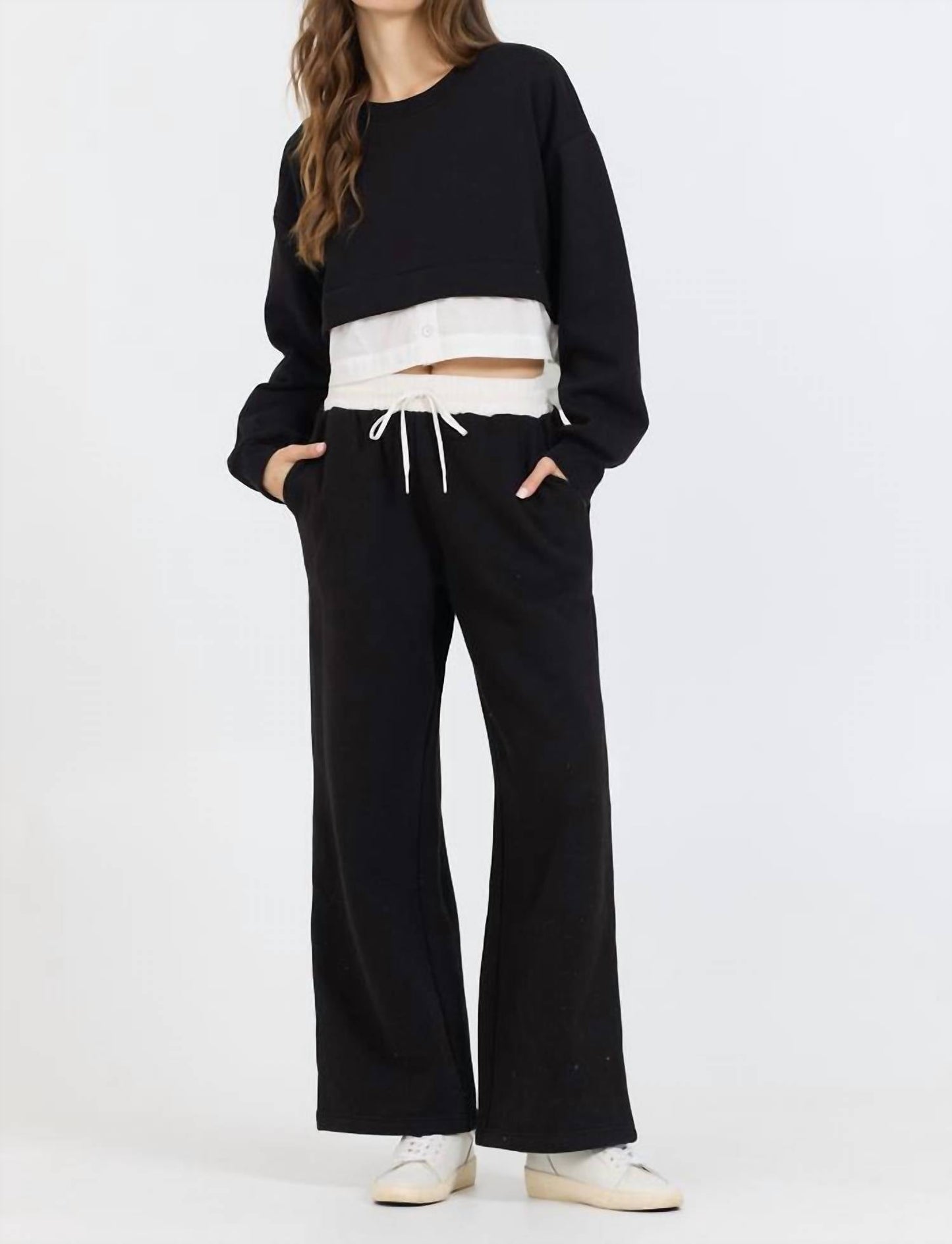 Vintage Havana - Fleece Pant with Poplin Waist
