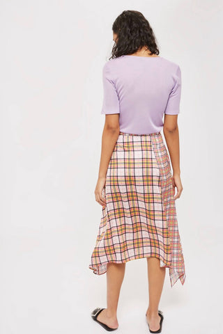 Topshop - Saia midi xadrez assimétrica
