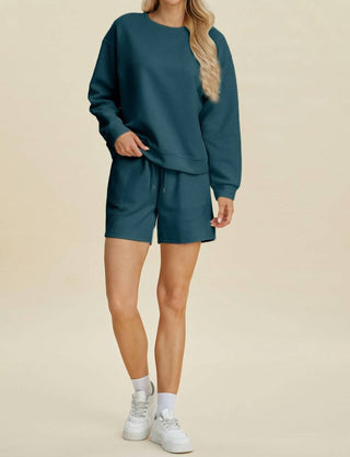 Double Take - Conjunto de blusa e shorts texturizados