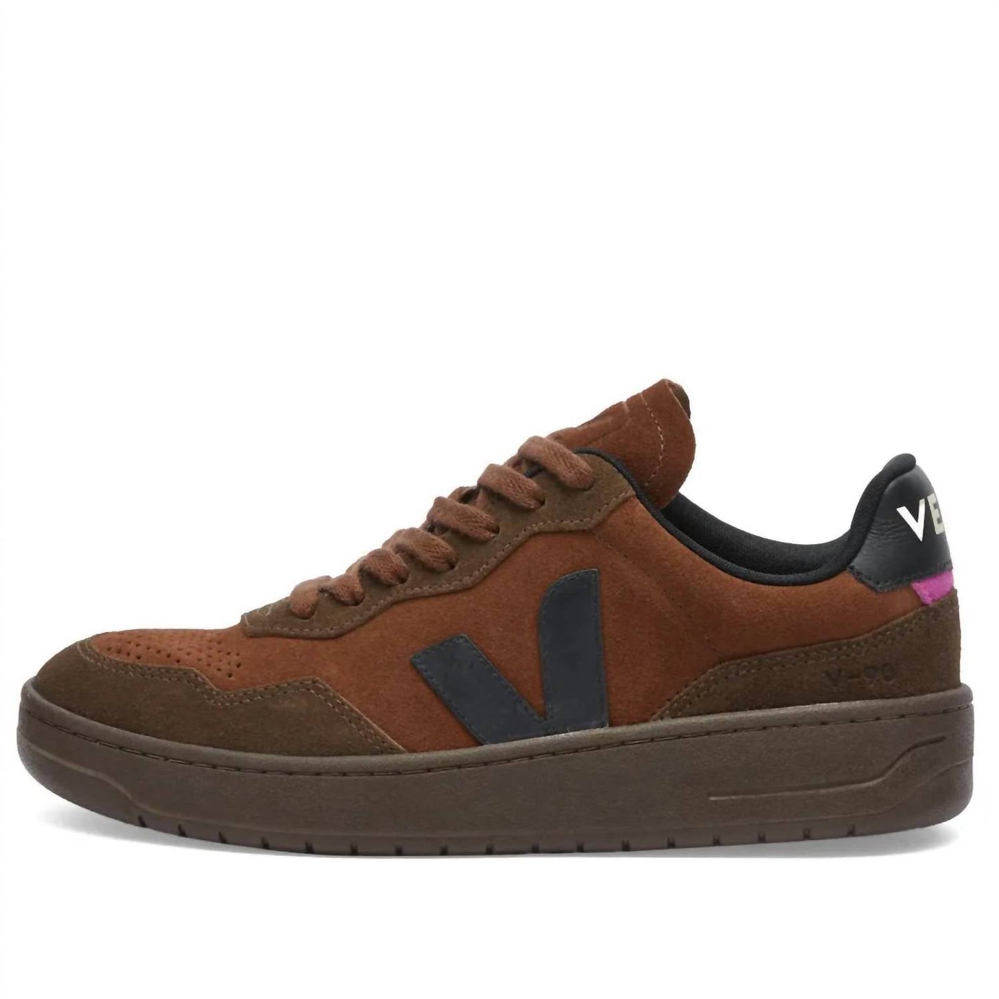Veja - Men's V-90 Suede Walnut Black Sneakers