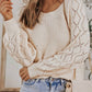 1 The Woman - Hollow-out Puffy Sleeve Knit Sweater
