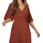 Sorella Vita - Full-Length Bridesmaid Wrap Dress with ¾ Flutter Sleeves
