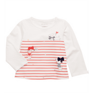 Camiseta infantil listrada de manga comprida com estampa de cachorro First Impressions, tamanho 2T