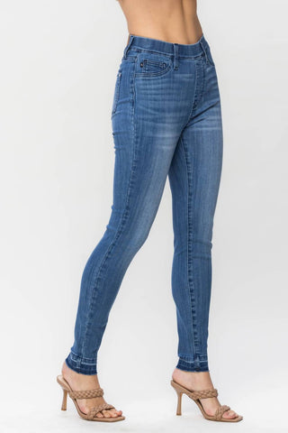 Judy Blue - Calça jeans skinny com cintura alta e barra removível
