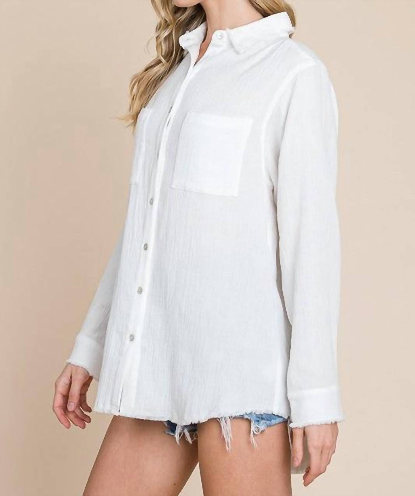 A Beauty By Bnb - Fray Gauze Blouse Top
