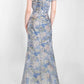 Janique - Bow Ornate Floral Evening Gown