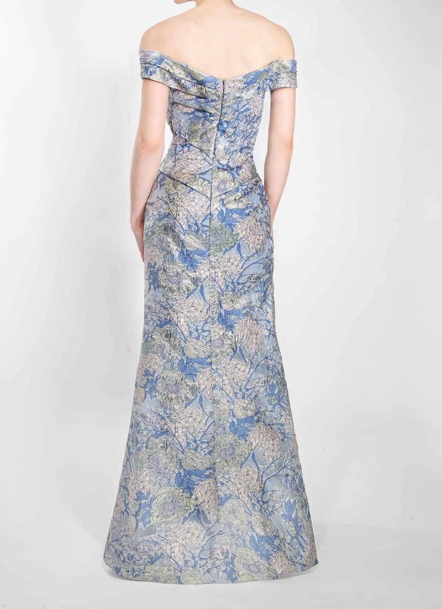 Janique - Bow Ornate Floral Evening Gown