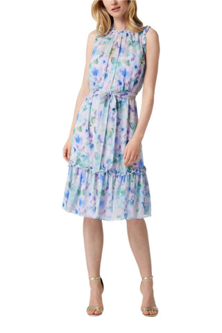 Adrianna Papell - Crewneck Sleeveless Chiffon Midi Dress