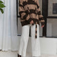 Adora - Stripes Knit Sweater With Scarf