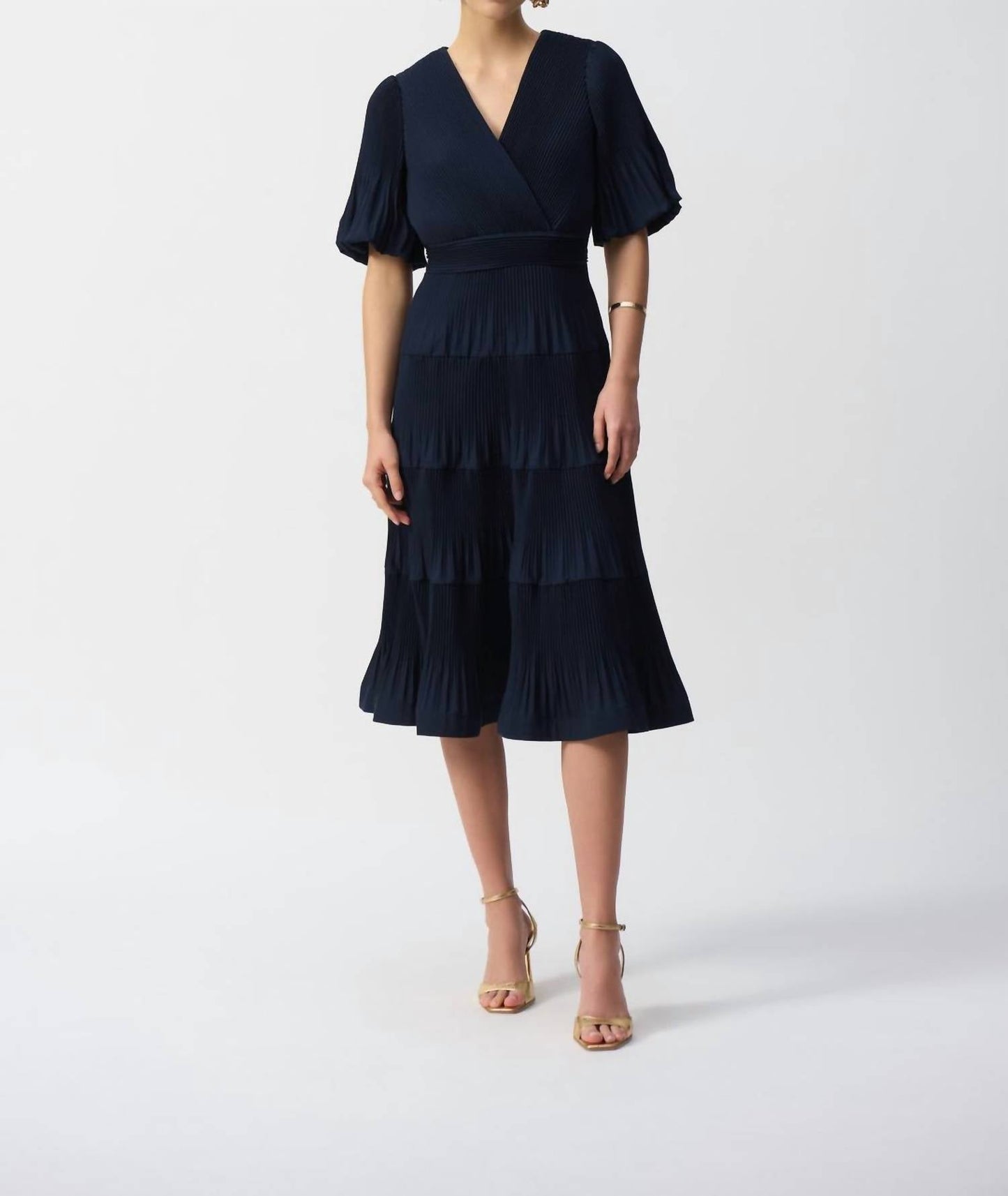 Joseph Ribkoff - Pleated Woven Fit And Flare Woven Dress