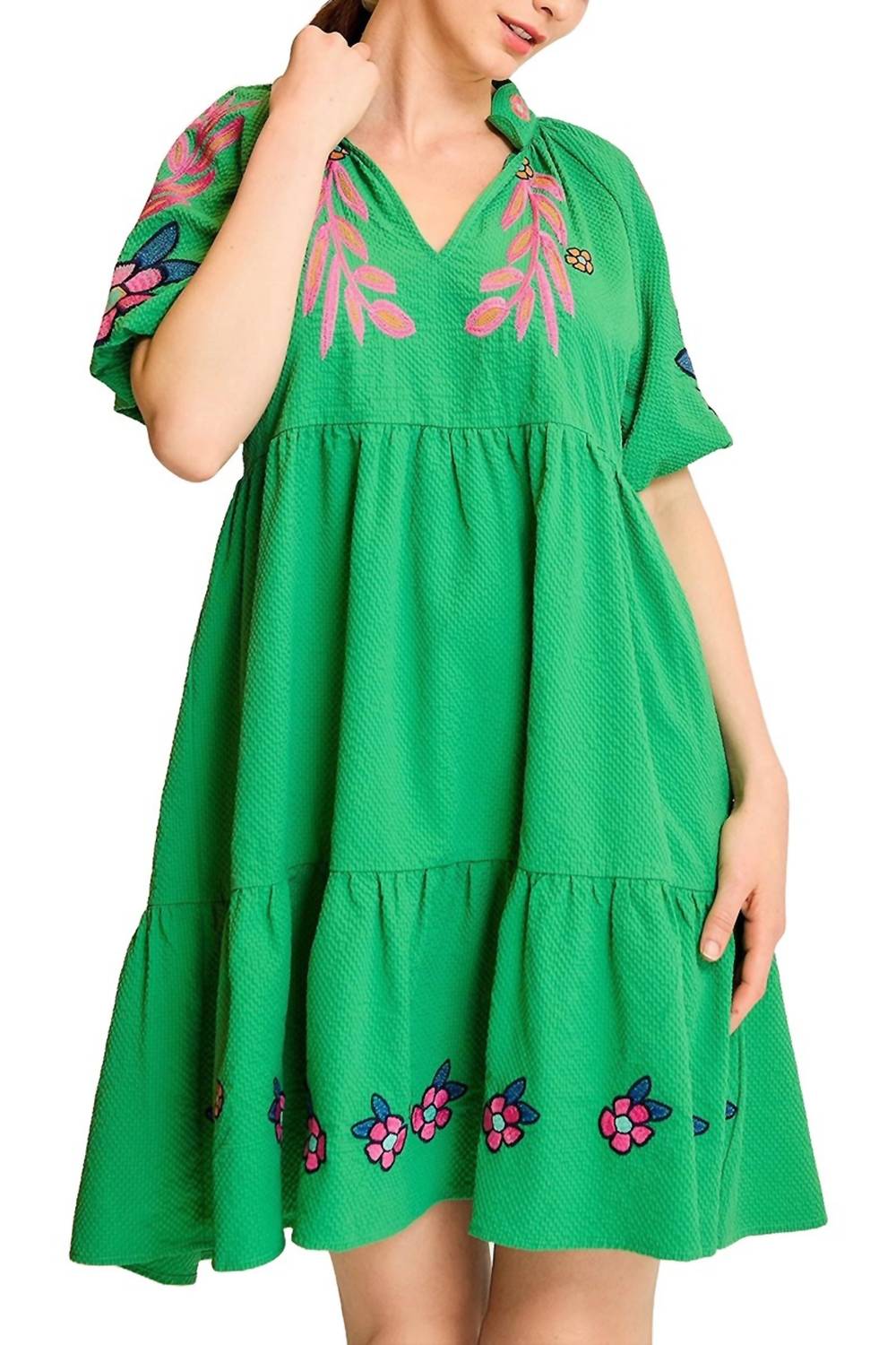 Umgee - Embroidered V-neck Dress