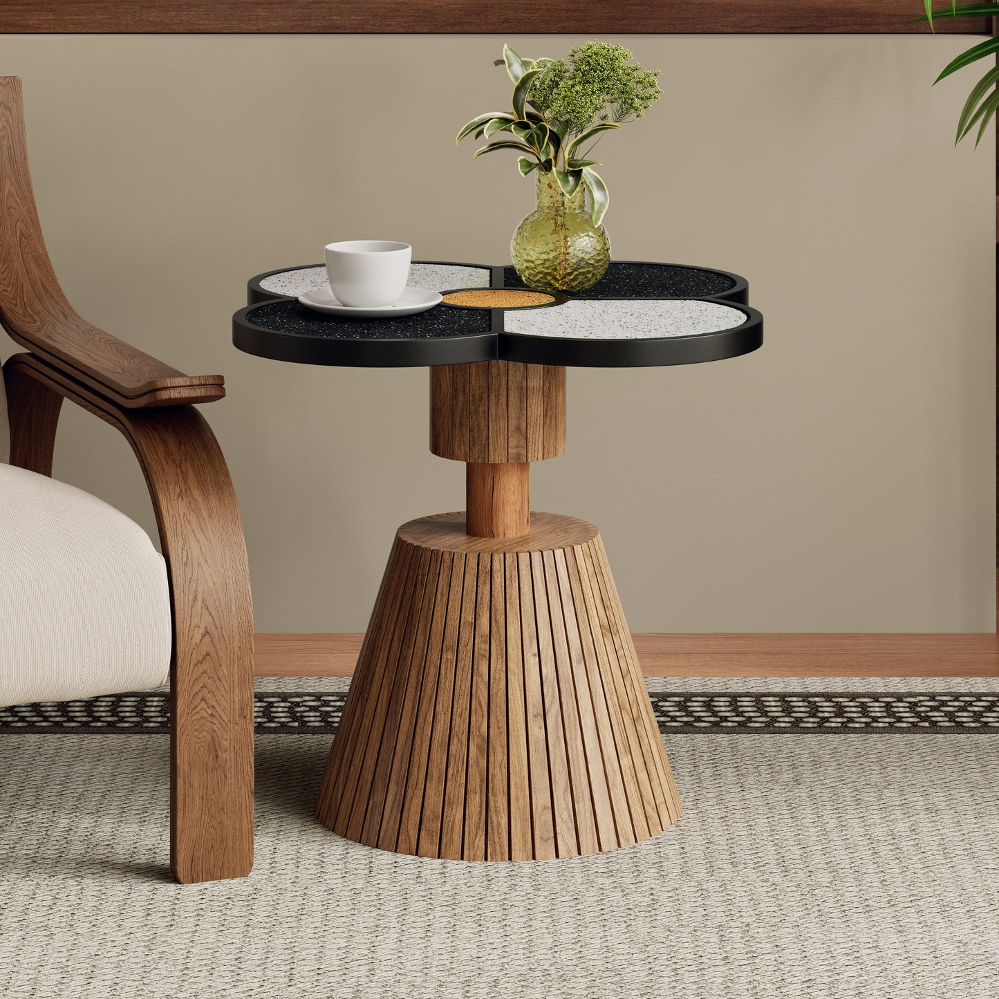 Unique Four-Leaf Clover Side Table for Living Room, Bedroom & Small Spaces