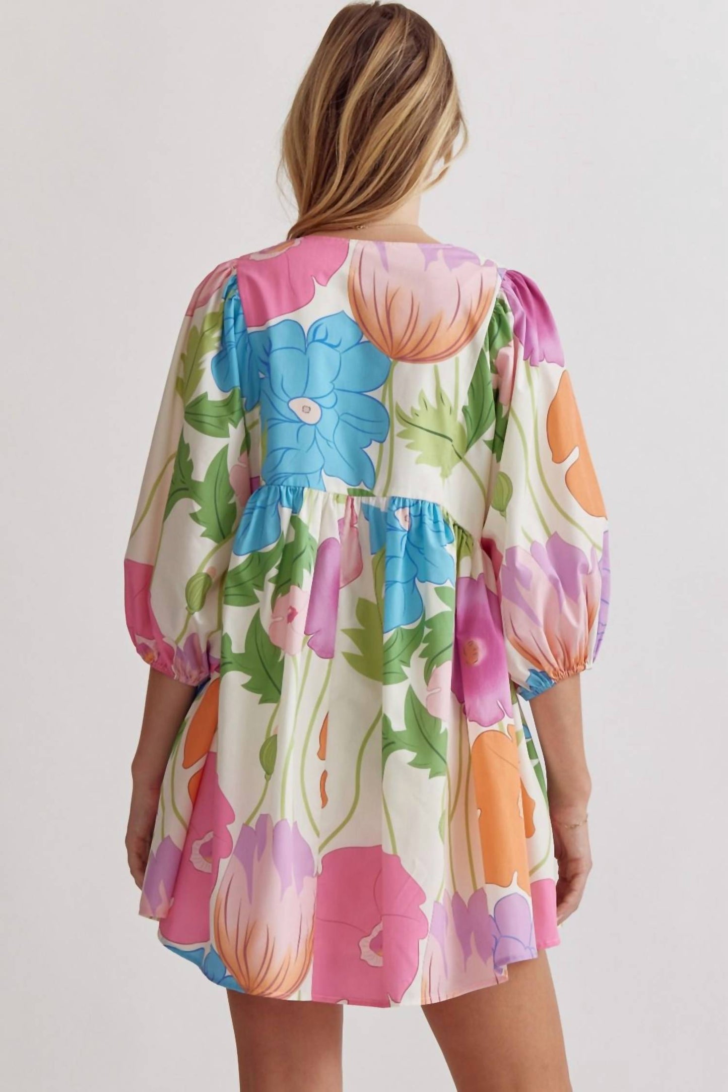 Entro - Blossom Burst Vibrant Floral Mini Dress