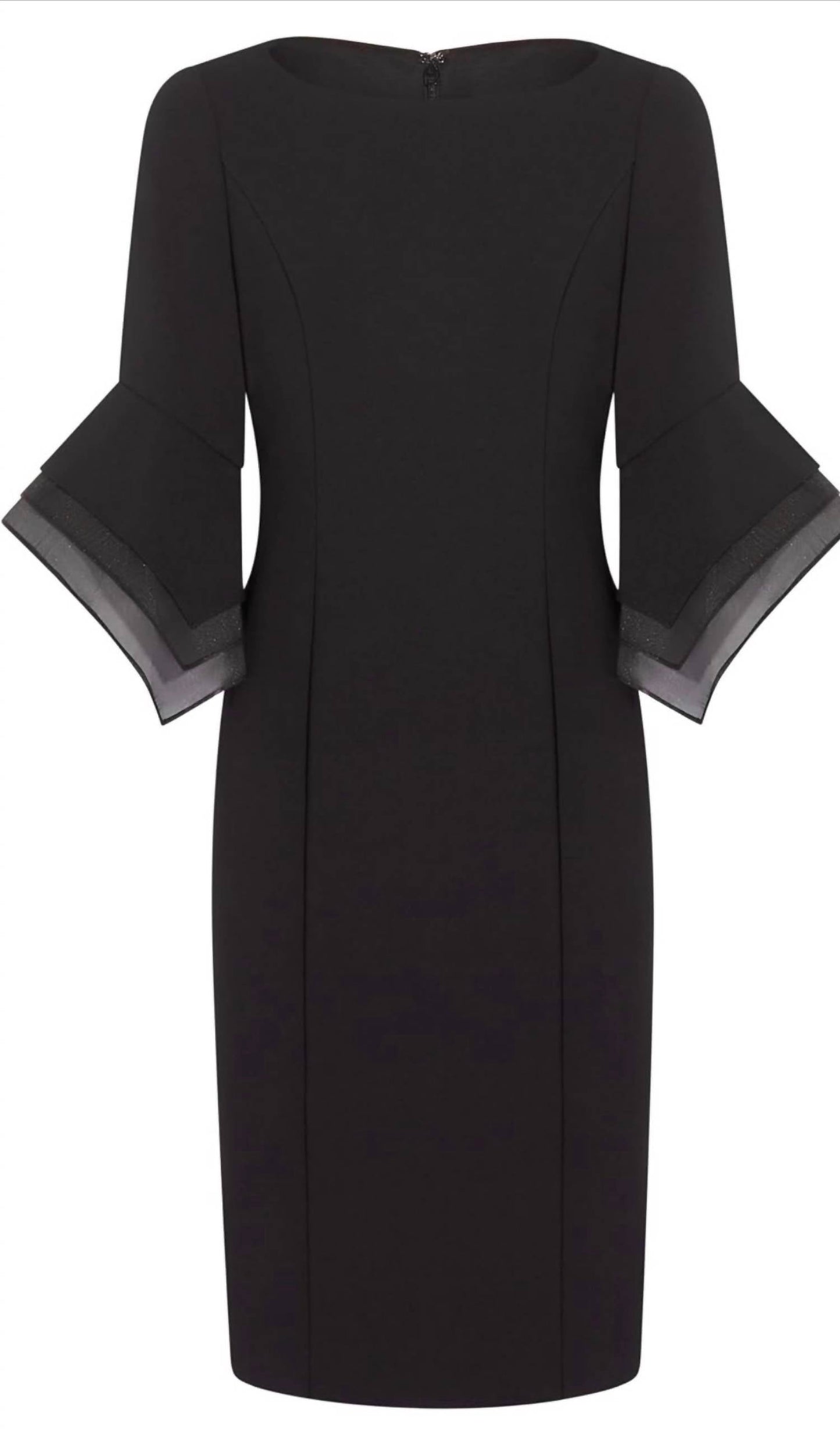 Adrianna Papell - Knit Crepe Tiered Sleeve Dress