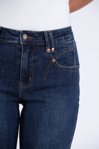 Judy Blue - Calça jeans cropped de cintura alta e perna reta Center Stage