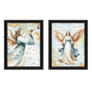 Trendy Decor 4U 2-Piece Vignette “Angels We Have Heard on High” Black Framed Wall Art by Nicole DeCamp