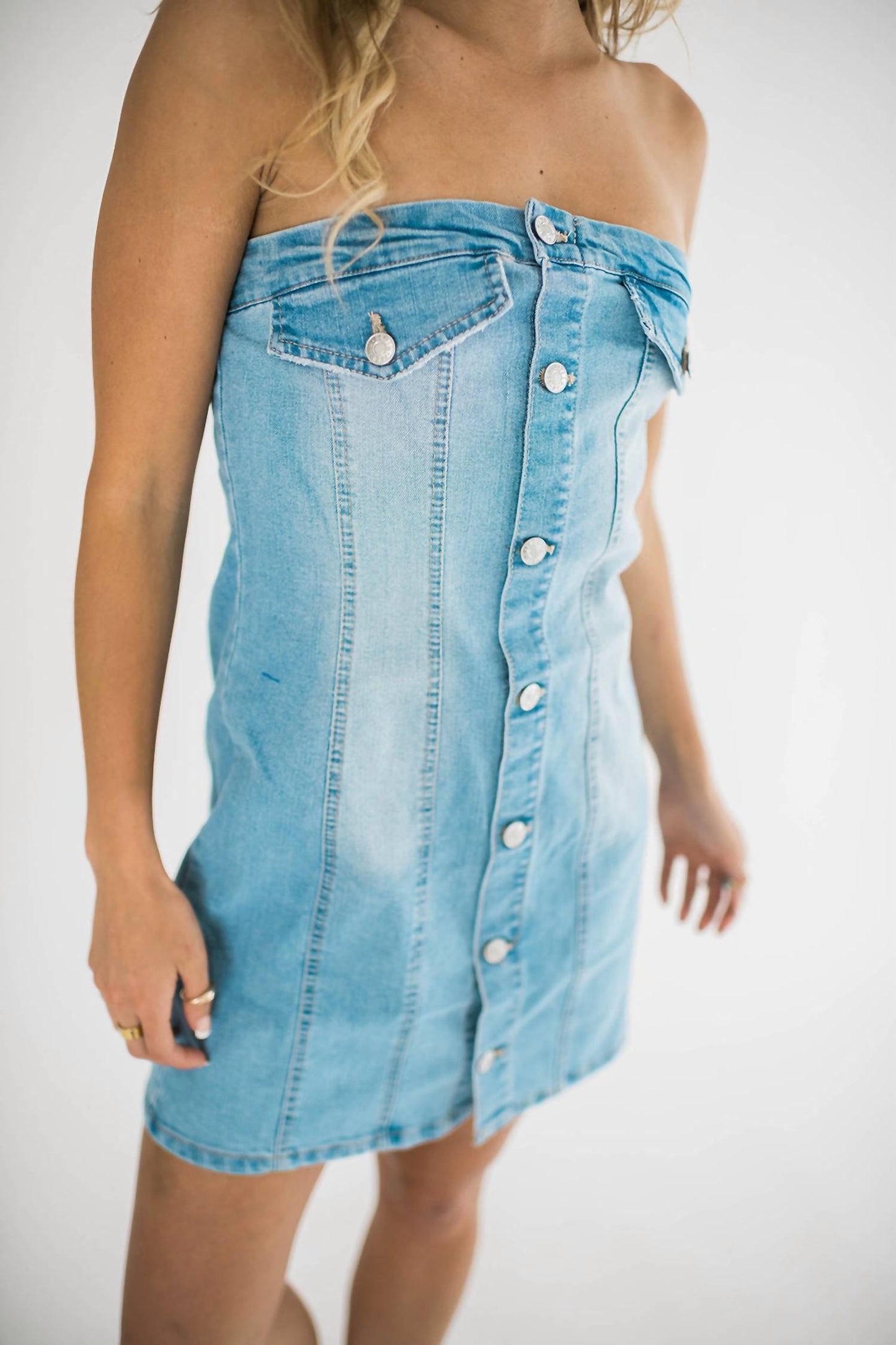 Falcon Park - Juliette Denim Strapless Mini Dress