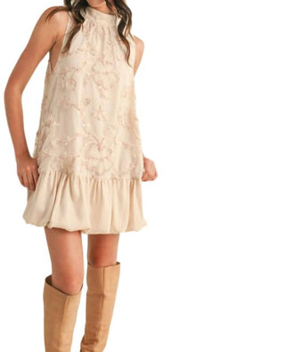 &amp;Merci - Vestido curto com bainha bolha e técnica mista enfeitada