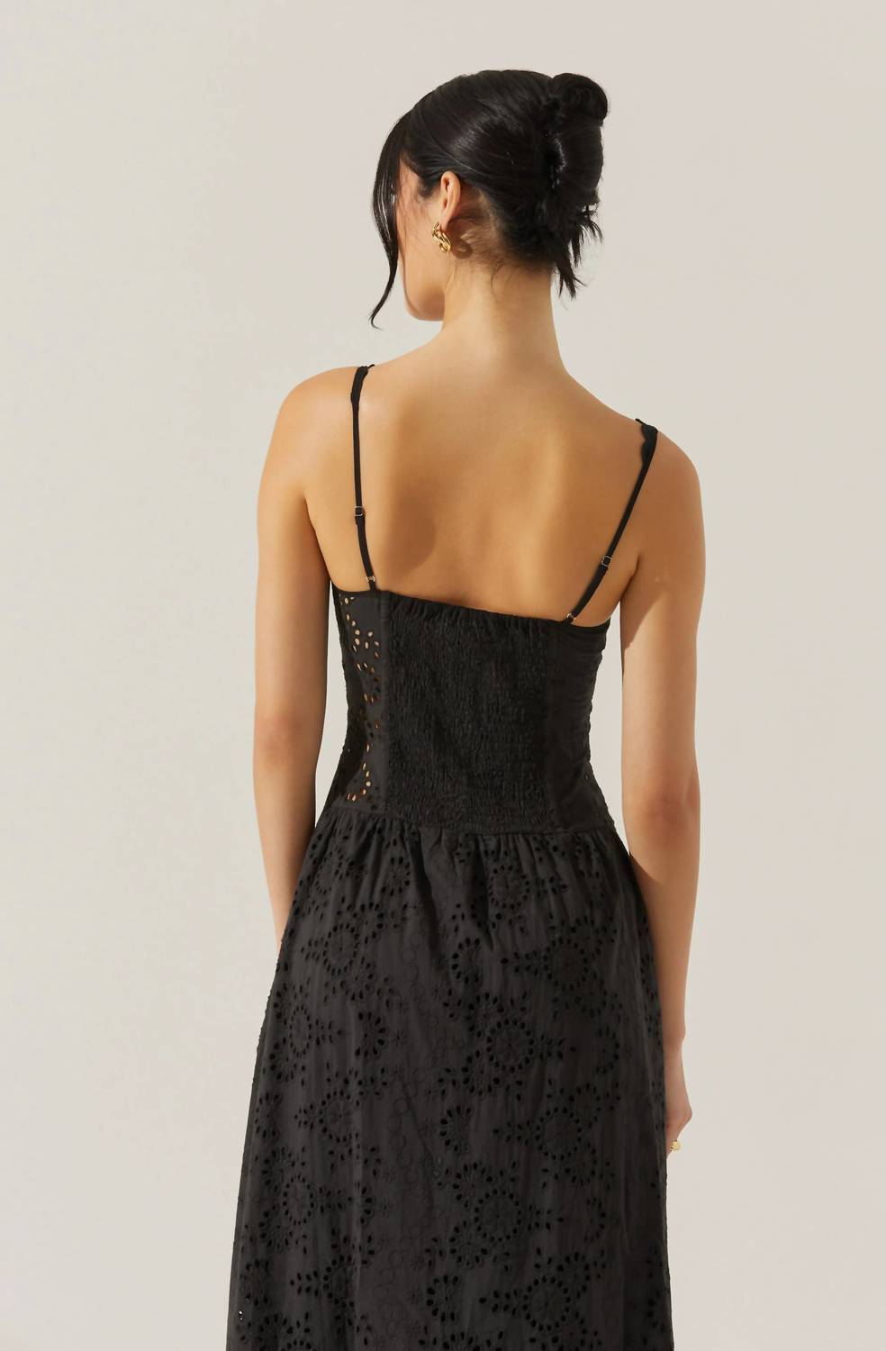 Astr - Yamila Eyelet Corset Midi Dress