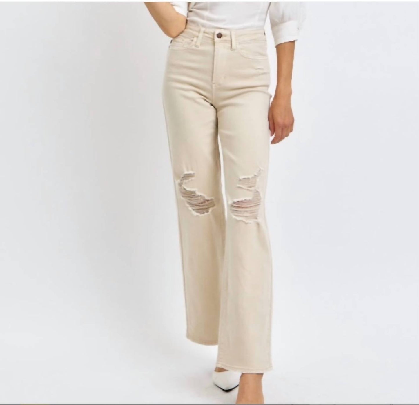 Judy Blue - High Waist Garment Dyed Destroyed Jeans