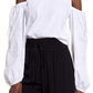 Cold Shoulder Cotton Poplin Shirt - White