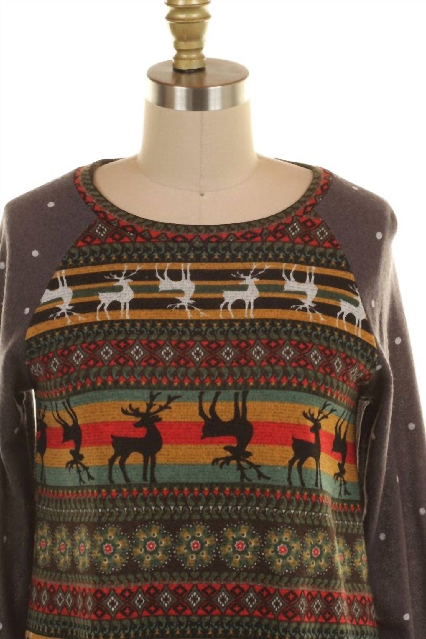 Blank - Women's Reindeer Printed Sweater - Plus