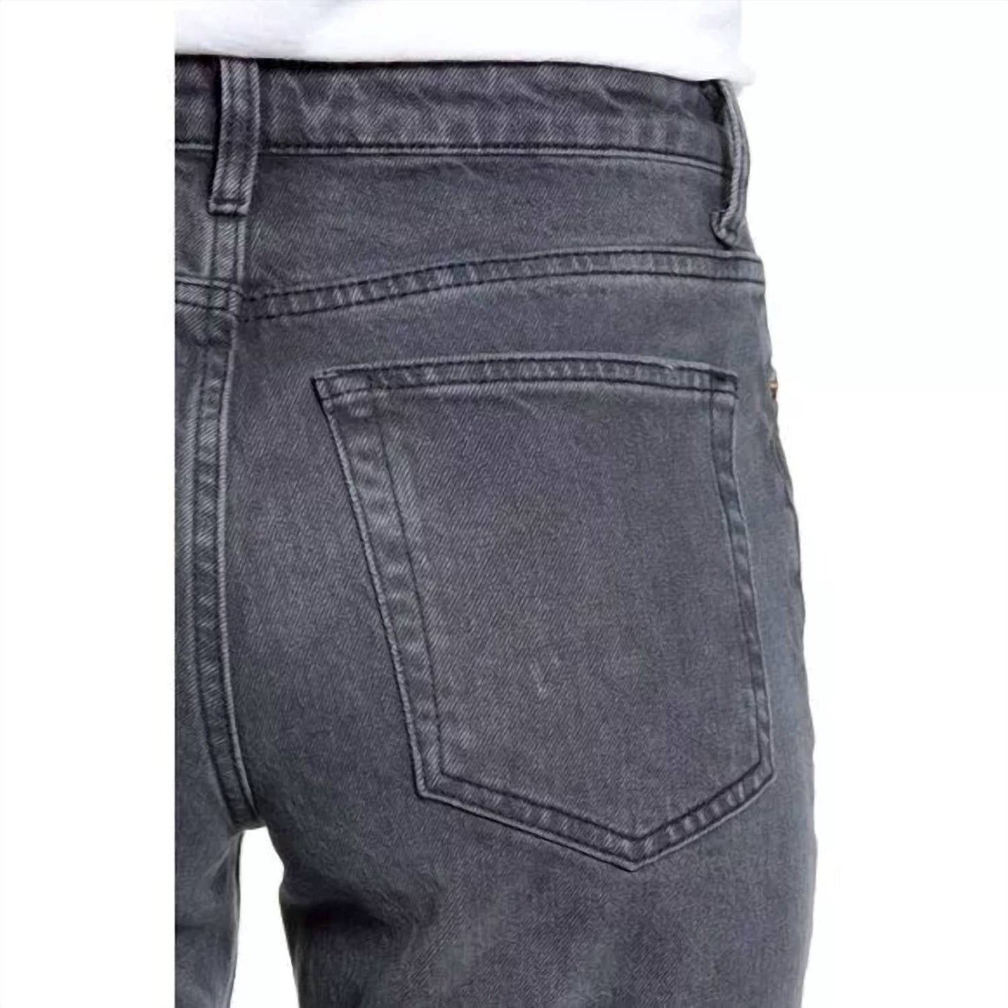 Topshop - Straight Leg High Waist Raw Hem Cropped Jeans