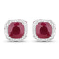 6.12 Carat Dyed Ruby, Ruby and White Topaz .925 Sterling Silver Earrings