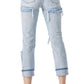 Risen - Women's Distressed High Rise Straight Jean