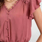 Blu Pepper - Scallop Lace Trim Back Tie Short Sleeve Crop Top