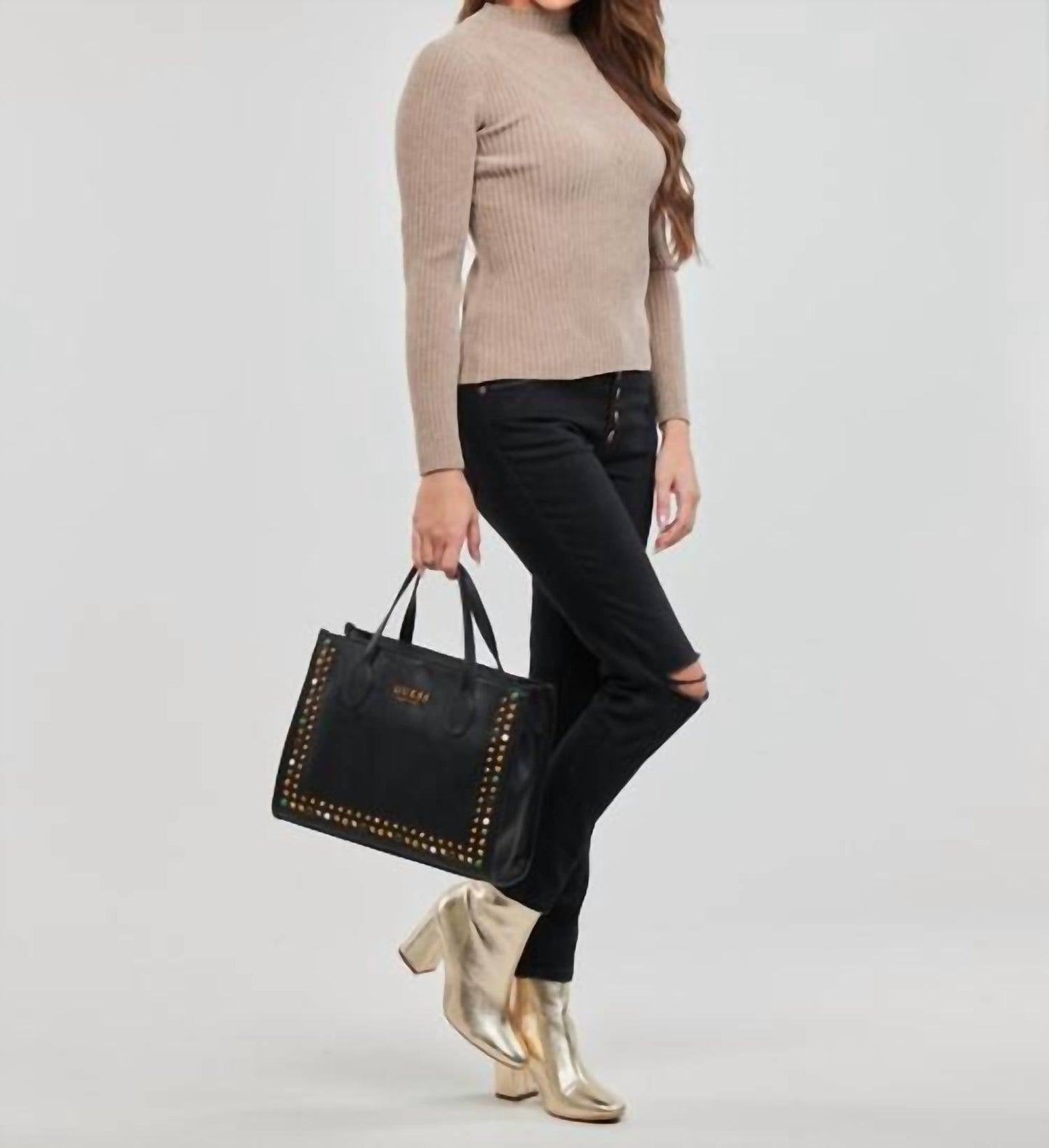 Perseption Concept - Ribbed Mock Neck Knit Top