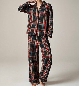 J.Crew - Conjunto de calças de pijama em popeline de algodão xadrez Stewart