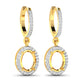 0.32 Carat Genuine White Diamond 14K Yellow Gold Semi Mount Earrings - holds 8x6mm Oval Gemstones