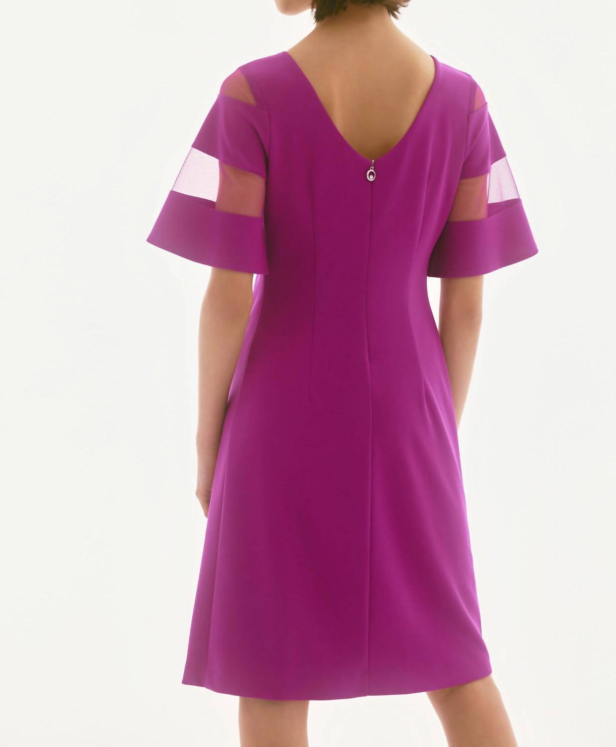 Joseph Ribkoff - Mesh Sleeve Insert A-line Dress