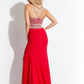 Rachel Allan - Beaded Jersey Prom Gown With High Slit