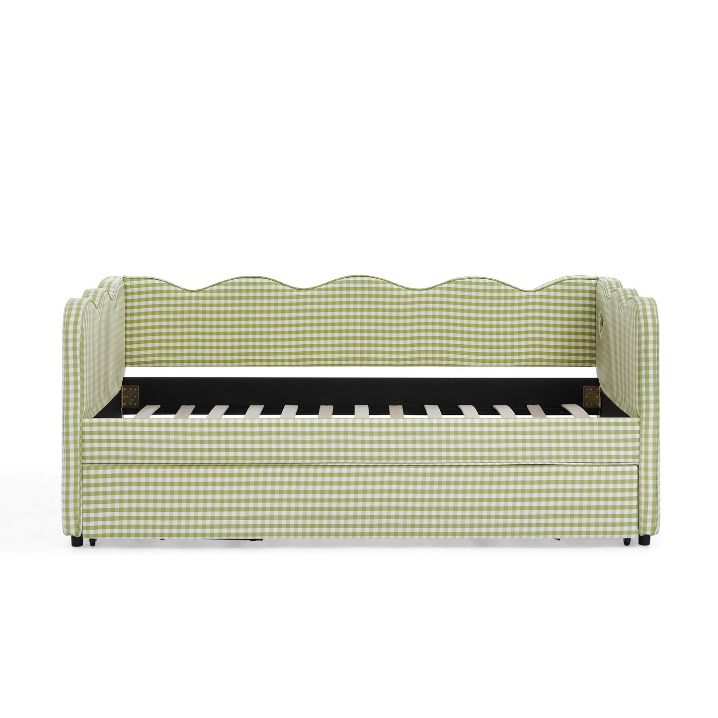 Cozy Gingham Daybed with Trundle Twin Size Sofa Bed