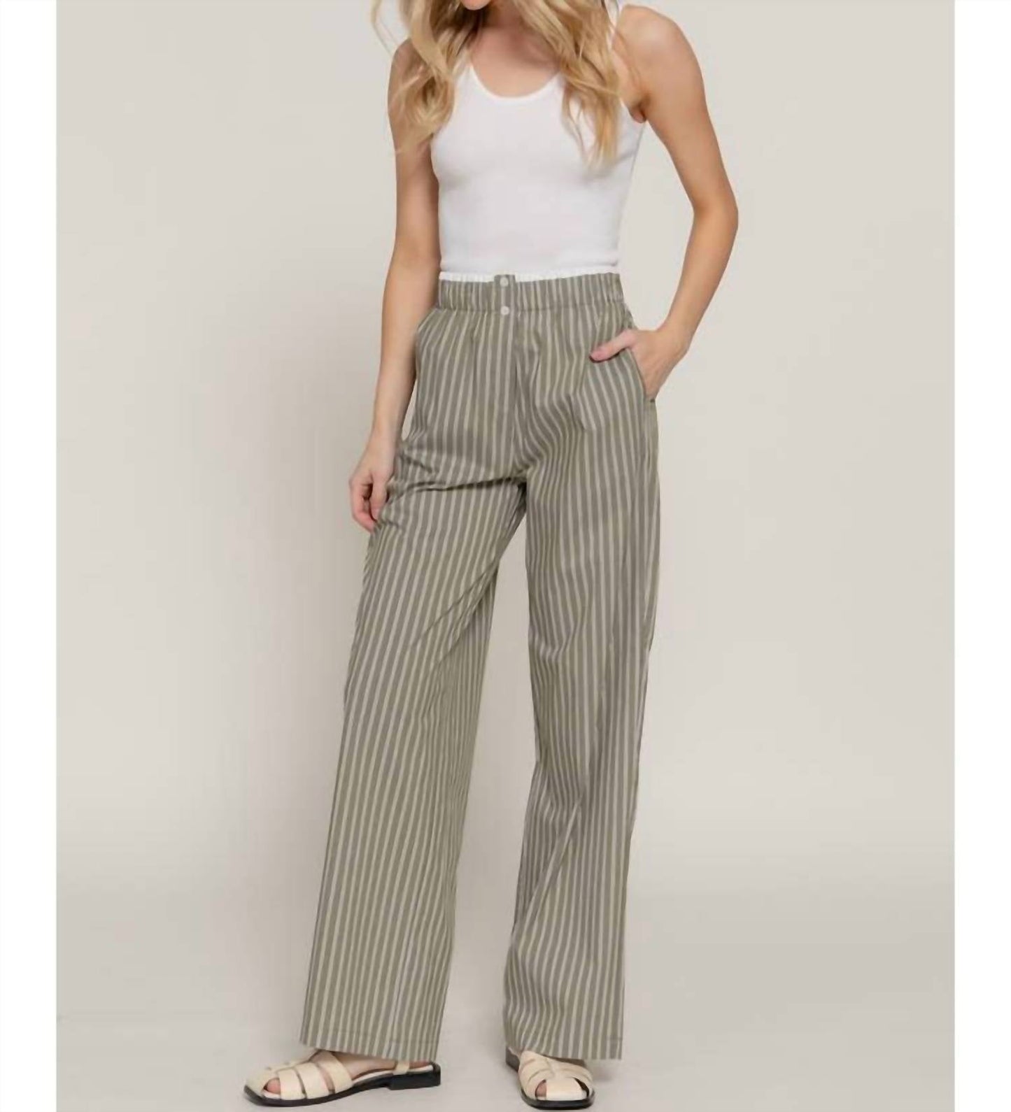 Active Basic - Contrast Waist Combo Boxer Straight Stripe Pants